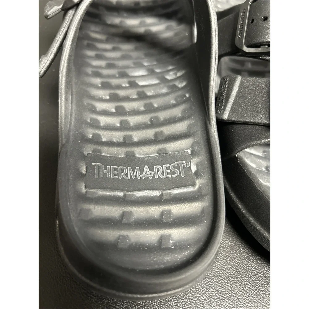 Thermarest Men's 13 Black Slide Slip On Sandals Waterproof Comfort Travel Buckle